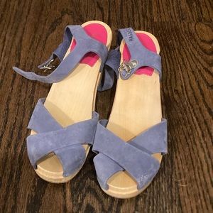 Swedish Hasbeens Clog Sandals size 37 Blue